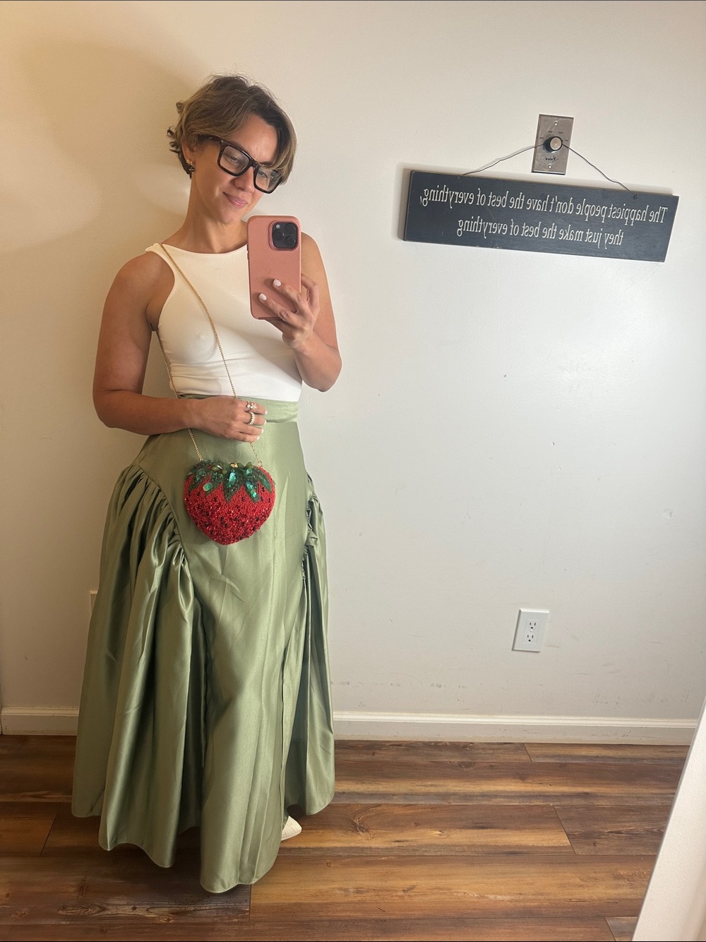 NWT Silk HightRise Olive Textured -Maxi Skirt /Gathered panel Sz Small - Picture 12 of 16